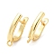 Brass Hoop Earrings Finding, with Horizontal Loop, U-shape, Real 18K Gold Plated, 18x11.5x3.5mm, Hole: 1.5mm