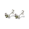 Elegant S925 Sterling Silver Stud Earrings with Rhinestone, Silver, Dark Olive Green, 4.3x6.3mm