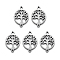 Tarnish Resistant 201 Stainless Steel Links Connector, Laser Cut, Flat Round with Tree of Life, Stainless Steel Color, 19.5x13.5x1mm, Hole: 1mm