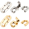 6Pcs 2 Colors 304 Stainless Steel Fold Over Clasps, Oval, Golden & Stainless Steel Color, 19x9x3mm, Hole: 2x3.5mm, 3pcs/color