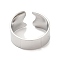Non-Tarnish 304 Stainless Steel Plain Open Cuff Ring for Women, Stainless Steel Color, US Size 8 1/2(18.5mm)