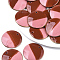 Two Tone Handmade Porcelain Pendants, Ornamental with Gold, Flat Round, Red, 39x4.5mm, Hole: 2.5mm