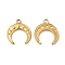 Ion Plating(IP) 304 Stainless Steel Pendants, Double Horn/Crescent Moon Charm, Real 18K Gold Plated, 22.5x20.5x2mm, Hole: 2.7mm
