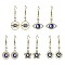Alloy Enamel Evil Eye Dangle Earrings with Crystal Rhinestone, with Ion Plating(IP) 304 Stainless Steel Earring Pins, Mixed Shapes, 40~49x18~22mm