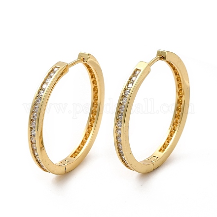 Серьги-кольца из прозрачного кубического циркония EJEW-F302-02G-1