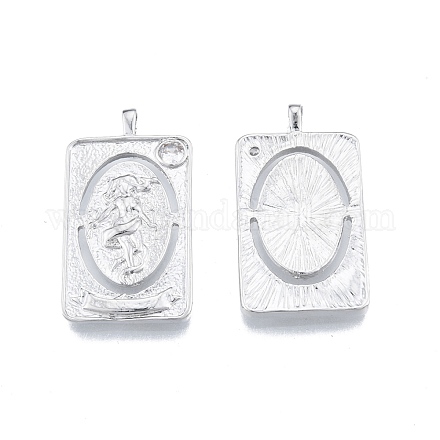 Латунные микропаве прозрачные подвески с фианитом KK-G432-19P-1