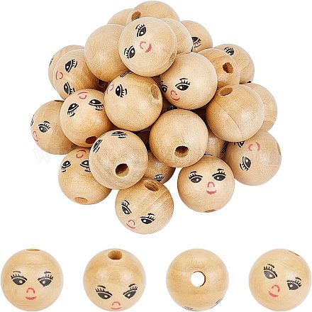 30 шт. Бусины из натурального дерева WOOD-FG0001-15A-1