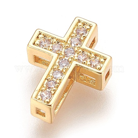 Латунные микро проложить кубического циркония бусы X-ZIRC-F088-027G-1