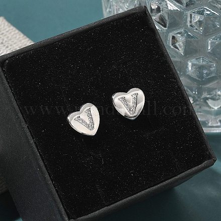 Серьги-гвоздики из латуни с микропаве из прозрачного кубического циркония EJEW-K299-01P-V-1