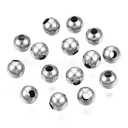 Круглые бусины из нержавеющей стали марки 304 STAS-TAC0004-4mm-P-1