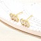 Clear Cubic Zirconia Triple Rectangle Stud Earrings, Brass Jewelry for Women, Long-Lasting Plated, Lead Free & Cadmium Free, Real 18K Gold Plated, 9x5mm, Pin: 0.8mm