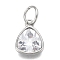 304 Stainless Steel Cubic Zirconia Pendant, Triangle, Stainless Steel Color, Clear, 12.5x9.5x5mm, Hole: 5mm