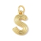 Brass Pendants, with Jump Ring, Letter Charms, Rack Plating, Long-Lasting Plated, Cadmium Free & Lead Free, Real 18K Gold Plated, Letter S, 15x9x1.5mm, Hole: 3.5mm