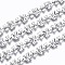 Brass Chains, Butterfly Link Chains, Unwelded, Cadmium Free & Nickel Free & Lead Free, with Spool , Platinum, Butterfly: 9x8x2.3mm, Heart: 5.8x6.3x2.1mm, about 16.4 Feet(5m)/roll