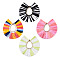 Raffia Tassel Big Pendants, with Alloy Findings, Fan Charms, Cadmium Free & Lead Free, Mixed Color, 83~89x82~86x3.5mm, Hole: 2mm