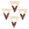 Walnut Wood & Luminous Glow in the Dark Resin Pendants, Triangle Charms, PapayaWhip, 27.5x23.5x3.5mm, Hole: 1.8mm