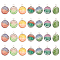28Pcs 7 Colors Printed Opaque Resin Pendants, with Stainless Steel Color Tone 304 Stainlesss Steel Settings, Half Round Charm, Faceted, Sea Coral Pattern, Mixed Color, 19.5x16x4.5mm, Hole: 2.4mm, 4pcs/color