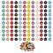 120Pcs 12 Colors Golden Plated Alloy Charms, with Enamel, Enamelled Sequins, Flat Round with Letter, Letter.W, 14x12x2mm, Hole: 1.5mm, 10pcs/color
