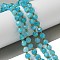 Natural Amazoniten Beads Strands, with Seed Beads, Faceted, Dice, 6x6mm, Hole: 1mm, about 47~52pcs/strand, 15.35''~15.75''(39~40cm)