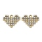 Alloy Rhinestone Pendants, Heart Charms, Golden, 16.5x21x2mm, Hole: 1.8mm