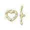 Brass Micro Pave Cubic Zirconia Toggle Clasps, Long-Lasting Plated, Cadmium Free & Nickel Free & Lead Free, Heart, Golden, 15x14.5x2mm, Hole: 1.2mm