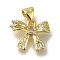 Rack Plating Brass Micro Pave Cubic Zirconia Charms, Long-Lasting Plated, Cadmium Free & Lead Free, Bowknot Charms, Clear, Real 18K Gold Plated, 11.5x14x5mm, Hole: 3.5x4mm