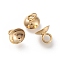201 Stainless Steel Bead Cap Pendant Bails,  for Globe Glass Bubble Cover Pendant Making, Half Round, Real 24k Gold Plated, 8x7mm, Hole: 3mm