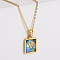 304 Stainless Steel Pave Natural Paua Shell Rectangle Initial Pendant Necklaces for Women, Real 18K Gold Plated, Letter V, 17.72 inch(45cm)