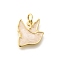 Brass Enamel Charms, with Jump Ring, Long-Lasting Plated, Lead Free & Cadmium Free, Pigeon Charms, Real 18K Gold Plated, Antique White, 13x12.5x1.5mm, Hole: 3.5mm