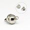 Tarnish Resistant Round 304 Stainless Steel Magnetic Clasps with Loops, Stainless Steel Color, 10.5~12x5.5~6mm, Hole: 1.3mm