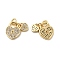 Brass Micro Pave Clear Cubic Zirconia Charms, Cadmium Free & Nickel Free & Lead Free, with Jump Ring, Double Heart Lock Charms, Real 18K Gold Plated, 7x6.5x1.5mm & 13.5x11x1.5mm, Hole: 3.5mm