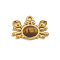Natural Tiger Eye Sea Animal Pendants, 304 Stainless Steel Crab Charms, Golden, 19x25.5x6mm, Hole: 2.5mm