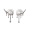 Natural Pearl Ear Studs, with Sterling Silver Findings, Platinum, 17x12mm