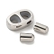 304 Stainless Steel Slider Beads and Cord End Caps, with Rubber Inside, Stainless Steel Color, 12x8x3mm, Rubber Hole: 3mm