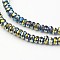 Electroplate Glass Beads Strands, Faceted Rondelle, Green Plated, 3x2mm, Hole: 1mm, about 170pcs/strand, 15 inch