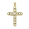 Rack Plating Brass Micro Pave Cubic Zirconia & Imitation Pearl Pendants, Lead Free & Cadmium Free, Long-Lasting Plated, Real 18K Gold Plated, Cross, White, 36x26x4mm, Hole: 4.5x3mm