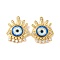 Rack Plating Brass Micro Pave Cubic Zirconia Pendants, with Glass, Long-Lasting Plated,  Evil Eye, Real 18K Gold Plated, Dodger Blue, 30x24.5x5.5mm, Hole: 6x3mm