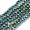 Electroplate Glass Beads Strands, Faceted, Round, Green, 4x4mm, Hole: 0.9mm, about 85~89pcs/strand, 31~32cm