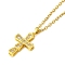 304 Stainless Steel Cubic Zirconia Pendant Necklaces, Real 18K Gold Plated, Cross, 15.55~16.50 inch(39.5~41.9cm), pendant: 22.5x12.5mm