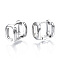 Brass Hoop Earrings, Rectangle, Real Platinum Plated, 10x10x7mm, Pin: 1x1mm