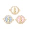 Brass Clear Cubic Zirconia Connector Charms, with Shell,  Real 18K Gold Plated, Lead Free & Cadmium Free, Flat Round with Virgin Mary, Colorful, 23x18x3mm, Hole: 1.6mm