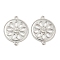 Alloy Connector Charms, Cadmium Free & Lead Free, Flat Round with Hollow Flower Links, Platinum, 31x25x2.5mm, Hole: 1.6mm, about 288pcs/1000g.