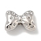 Brass Beads, Bowknot, Platinum, 10x14.5x5mm, Hole: 2mm