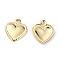 Brass Charms, Long-Lasting Plated, Heart, Real 24K Gold Plated, 9.5x8x0.7mm, Hole: 1mm