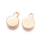201 Stainless Steel Charms, Flat Round, Stamping Blank Tag, Rose Gold, 10x7x1mm, Hole: 1.4mm