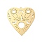 Pierced Brass Pendants, Heart with Sun & Moon Pattern, Golden, 46x44x1mm, Hole: 2.2mm