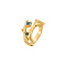 Golden Stainless Steel Micro Pave Cubic Zirconia Cuff Rings, Branch, Dodger Blue, US Size 6(16.5mm)