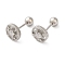 Flat Round Brass Micro Pave Clear Cubic Zirconia Cartilage Earrings, Platinum, 7.5x7.5mm