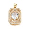 Brass Micro Pave Clear Cubic Zirconia Pendants, Cadmium Free & Nickel Free & Lead Free, with Glass, Rectangle, Clear, 22.5x15x8mm, Hole: 4x2.5mm