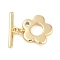 Brass Micro Pave Clear Cubic Zirconia Toggle Clasps, Cadmium Free & Nickel Free & Lead Free, Flower, Real 18K Gold Plated, Flower: 14.5x14x2.5mm, Hole: 1.2mm, Bar: 17x4.5x2mm, Hole: 1.4mm
